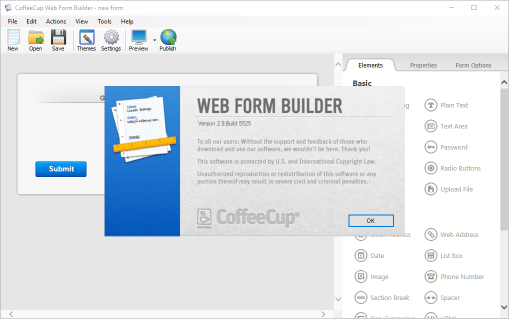 coffeecup web form builder lite